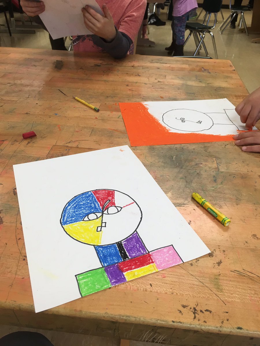 BJMcCabe1's tweet photo. Testing my skills in Mrs. Oster's art class today. #cubism #surrealism #rocket_learning https://t.co/IidDdboNjt