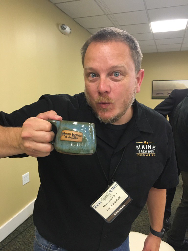 MigisLodge's tweet photo. @MigisMug...it's not just for coffee any more. #MaineHospitalitySummit #mainebrewbus https://t.co/U4JRTMCKBJ