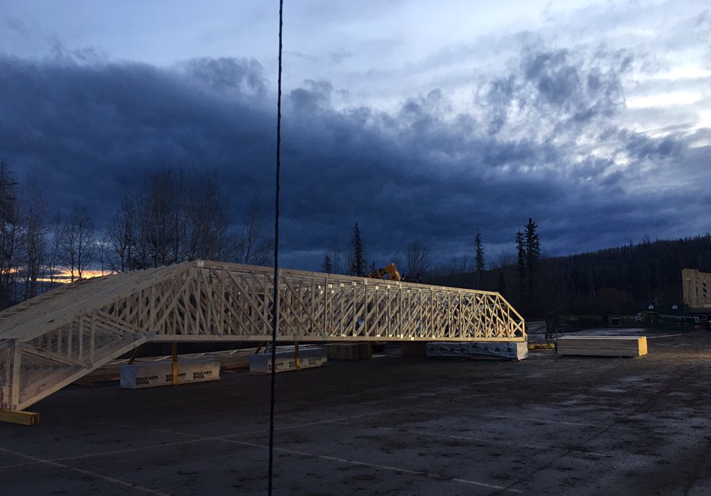 Good morning from Fort McMurray, large truss system about to be installed today #fortmacrebuild <a href="/FortMcMurrayGC/">Fort McMurray GC</a> #ymm #yeg #wherewebuild