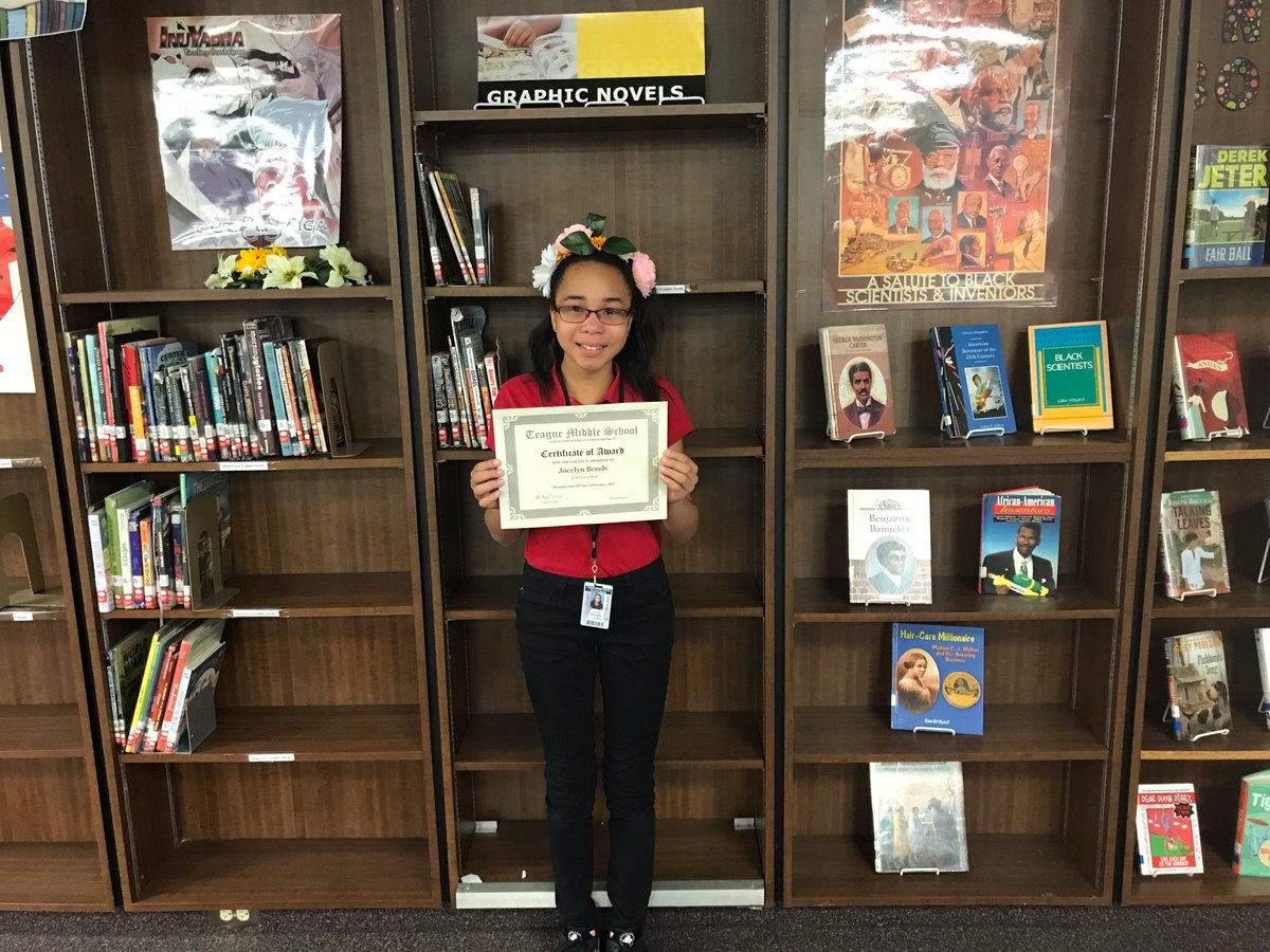 techCAREWilson's tweet photo. 7th Grader Jocelyn Bonds received A/B Honor Roll !! Please give her a loud congrats! #snapchatday @redribbonweek @TeagueTrojans @TeagueLMC https://t.co/IkwJcDbMli