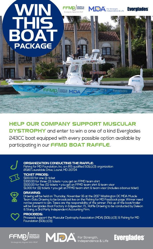 EvergladesBoats's tweet photo. Get your ticket! Help raise money &amp; awareness for @MDAnews and @FishingForMD #WinABoat #MDA #FFMD #LiveUnlimitied
https://t.co/Mzj5JL3bm7 https://t.co/J2laUnJ7J5