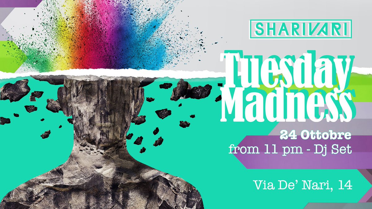 ShariVari_Roma's tweet photo. La #TuesdayMadness è pronta ad invadere via de' Nari. Ti aspettiamo, questa sera, dalle 23. #sharivari https://t.co/OD5Z5DDhQc