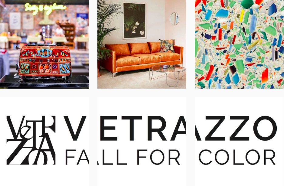 MarketingRival's tweet photo. Follow along on Instagram @vetrazzo as we #fallforcolor. Showcasing the brand's vibrant colors alongside other favorites #interiordesign https://t.co/4iZPdBnNTY