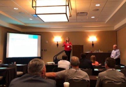 BakingSnackMag's tweet photo. Ashley Dougan with @KelloggCompany and Rich Holland with TreeHouse Foods talk training and retention at the #ABATechConference. https://t.co/rfqNdorcZT