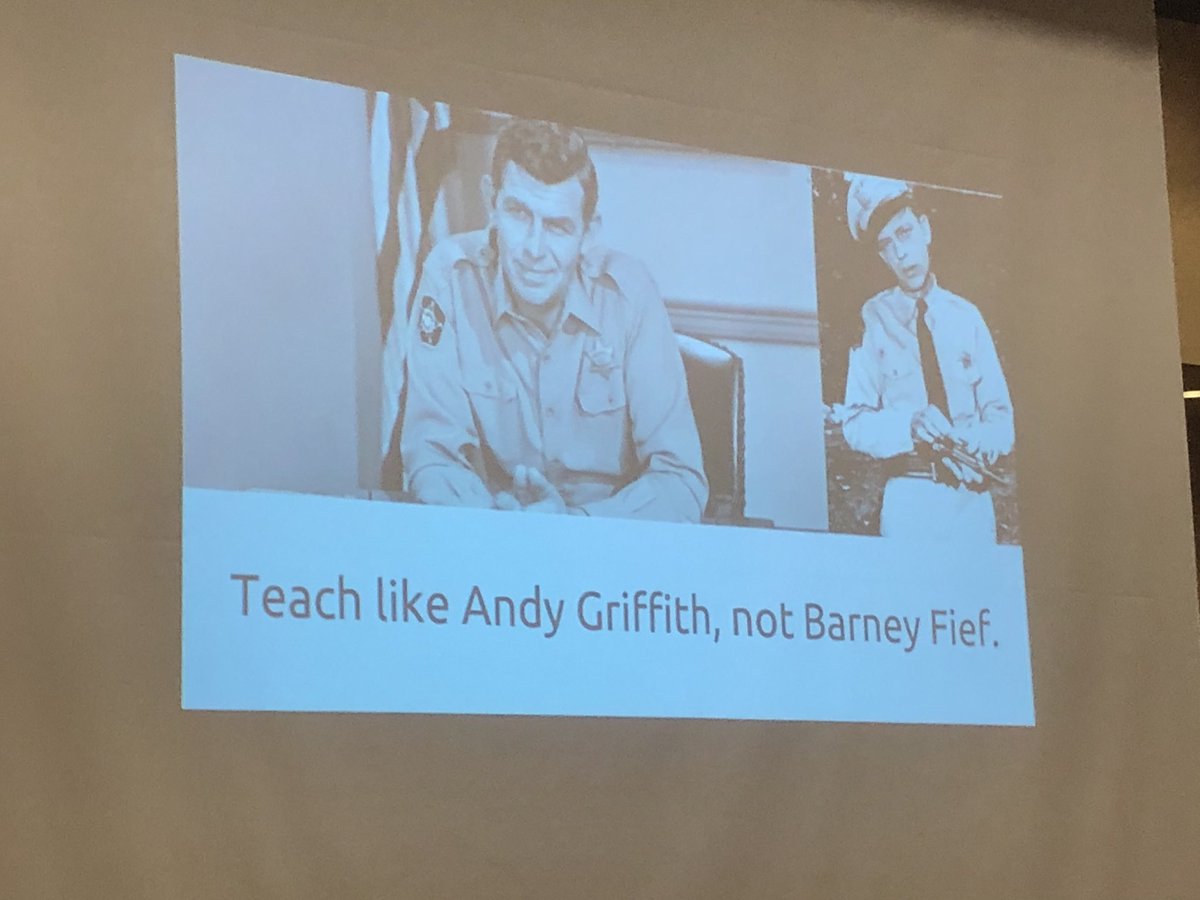 lisapags321's tweet photo. Teach like Andy, not Barney! via @justinfashley #ncaee2017 @NCAEE1 https://t.co/RuHit4ZTFZ