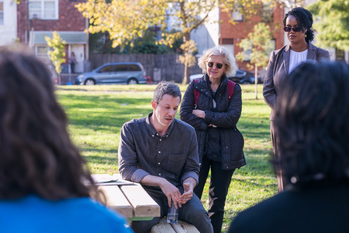 gehlinstitute's tweet photo. #MacFellow Damon Rich @NewarkPlanning @hectordesigns talks inclusive design at Mifflin Square. Thx for a great visit @seamaac #publicxdesign https://t.co/eQgcWmyB5s
