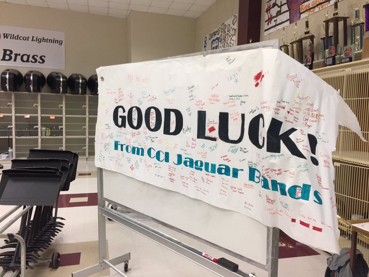 CCWildcatBand's tweet photo. UIL day!!! Thanks CCI for the banner!!! @ccijaguarband #rise2016 #wclts https://t.co/vngBWnmDsi