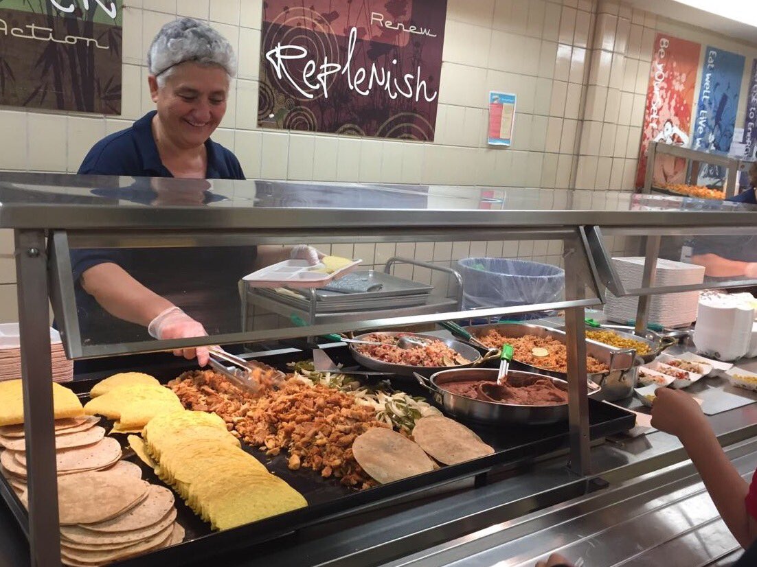 How lucky our students are to have smiley Mrs. Ors serve such a delicious, healthy lunch!