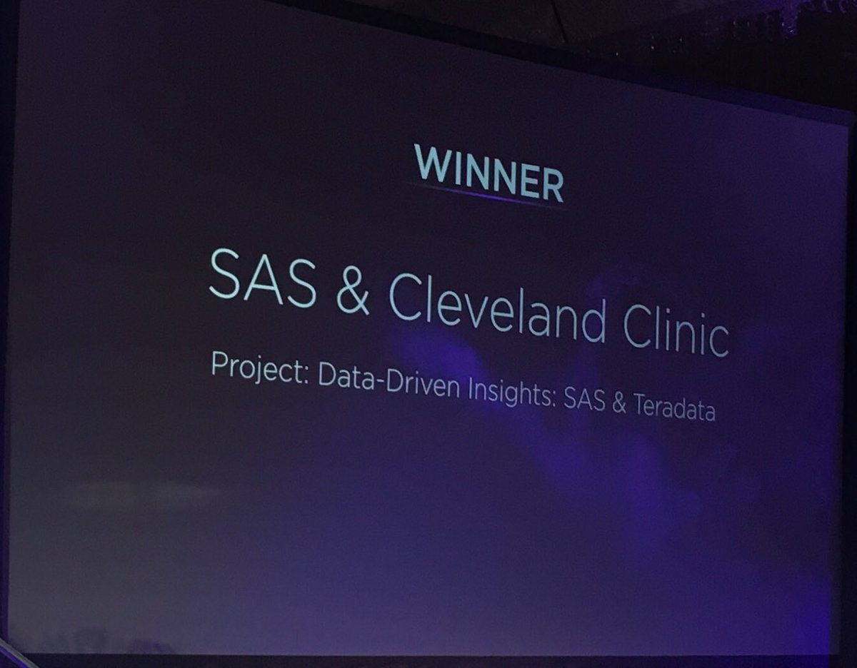 thn_nc's tweet photo. #TDPartners17 congrats to @ClevelandClinic and @SASanalytics winning #TeradataEPIC big data intelligence https://t.co/xVk4dk2D1l