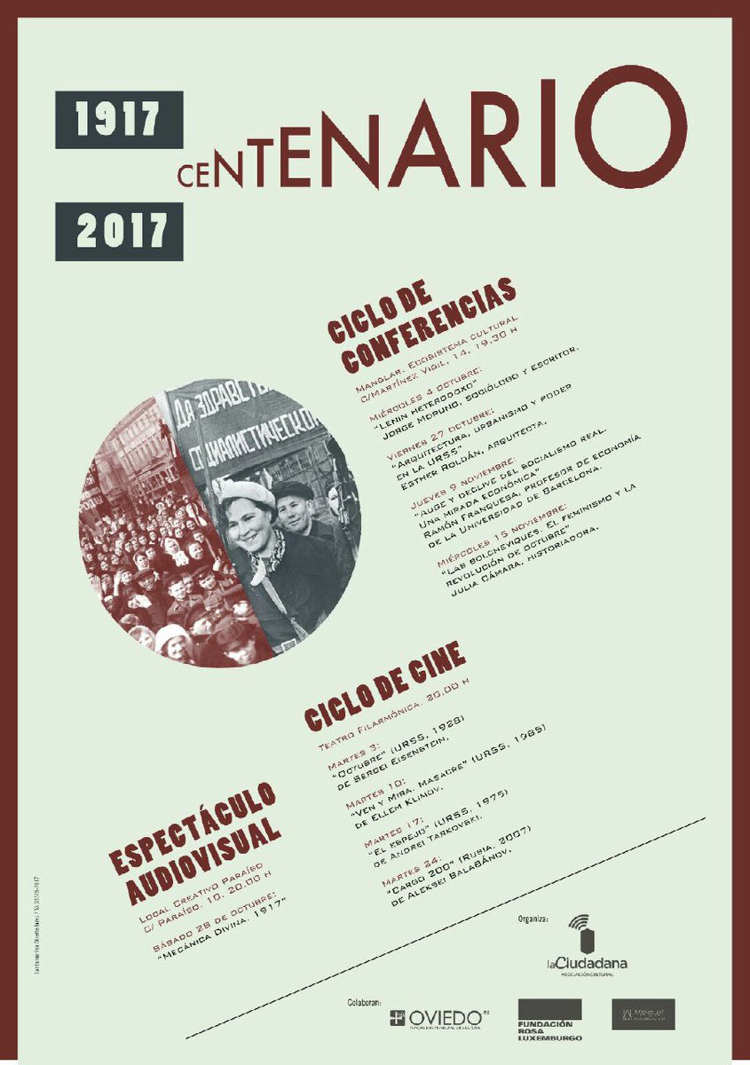 ParaisoLocal's tweet photo. Este sábado a las 20:00h en el local Paraíso #MecanicaDivina1917 #Octubre #Ochobre @laCiudadanaAC https://t.co/aW6mDwUeoj