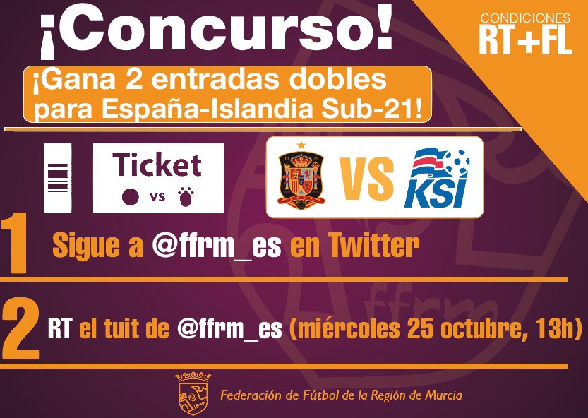 ffrm_es's tweet photo. 🎲🇪🇸 | ¡SIGUE a @ffrm_es, RT este TUIT y GANA DOS ENTRADAS DOBLES para @SeFutbol-@footballiceland Sub-21! 😍 ¡Jueves 9 de noviembre en #NC! 🤗💪 https://t.co/9RIclTUXvz
