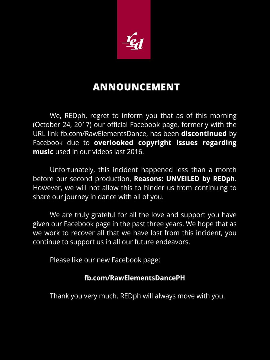 juliaaalmirante's tweet photo. 3 years of memories, 3 years of a journey, gone 😢
But we have to move on.
Welcoming our new page: https://t.co/v73oCXRKs4
#REDPHmoves https://t.co/IuSZz5PZfL