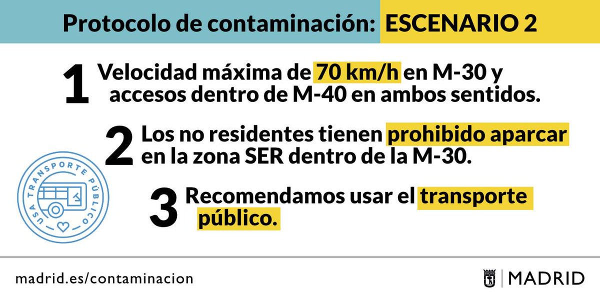 MADRID's tweet photo. 💨  Mañana miércoles no podrán aparcar en zona SER los no residentes. + info y excepciones: https://t.co/dDcftXSIFo #protocolocontaminación https://t.co/Pv9HCWqhdk