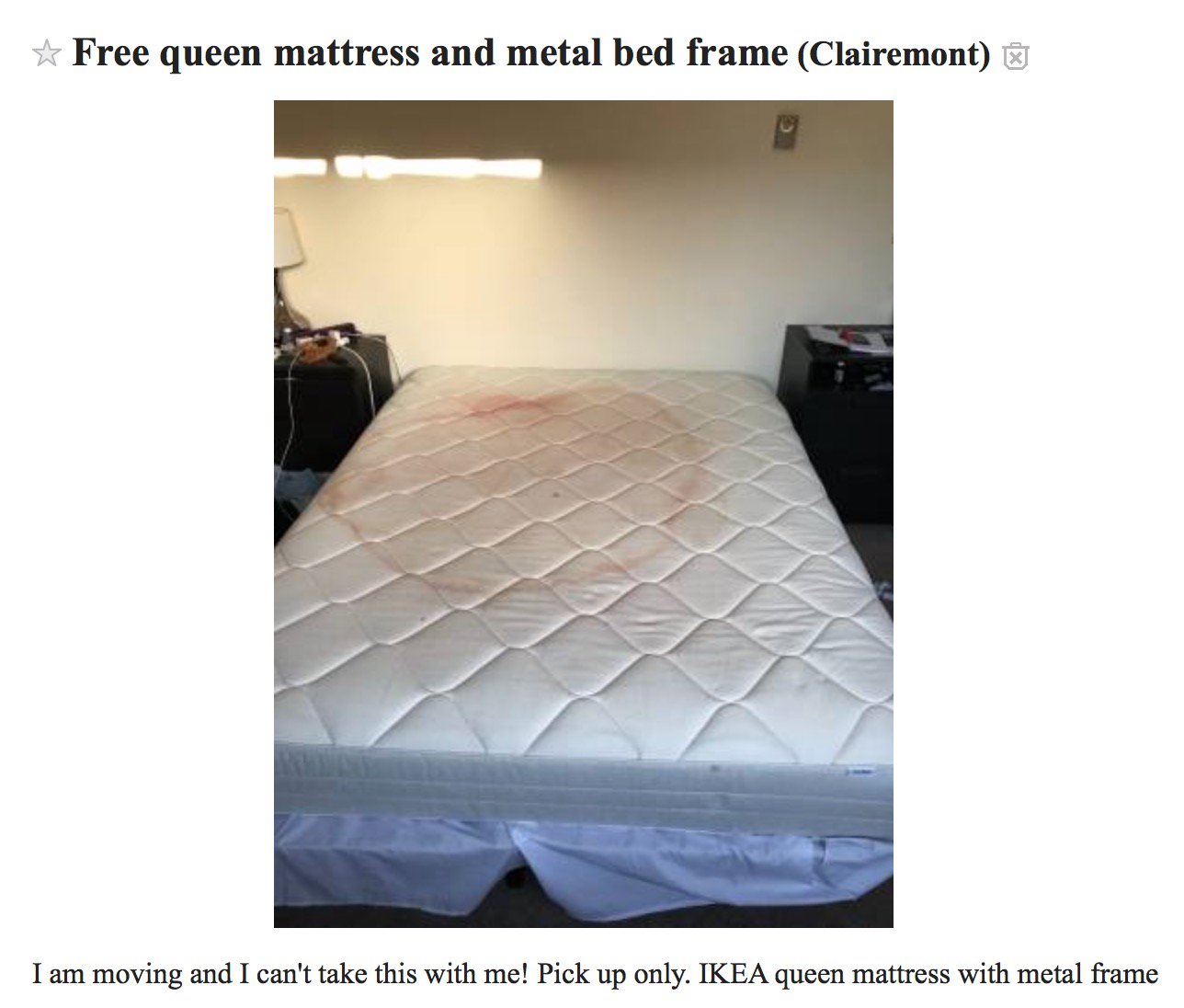 Free queen mattress craigslist deals