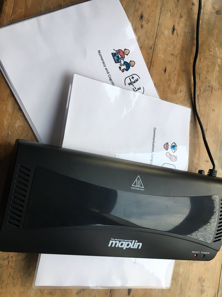 Laura_Jinkins's tweet photo. Laminating with a cup of tea ๐ #HalfTermPrep #ASDteacher #EverythingGetsLaminated https://t.co/HKIJk3s5VV