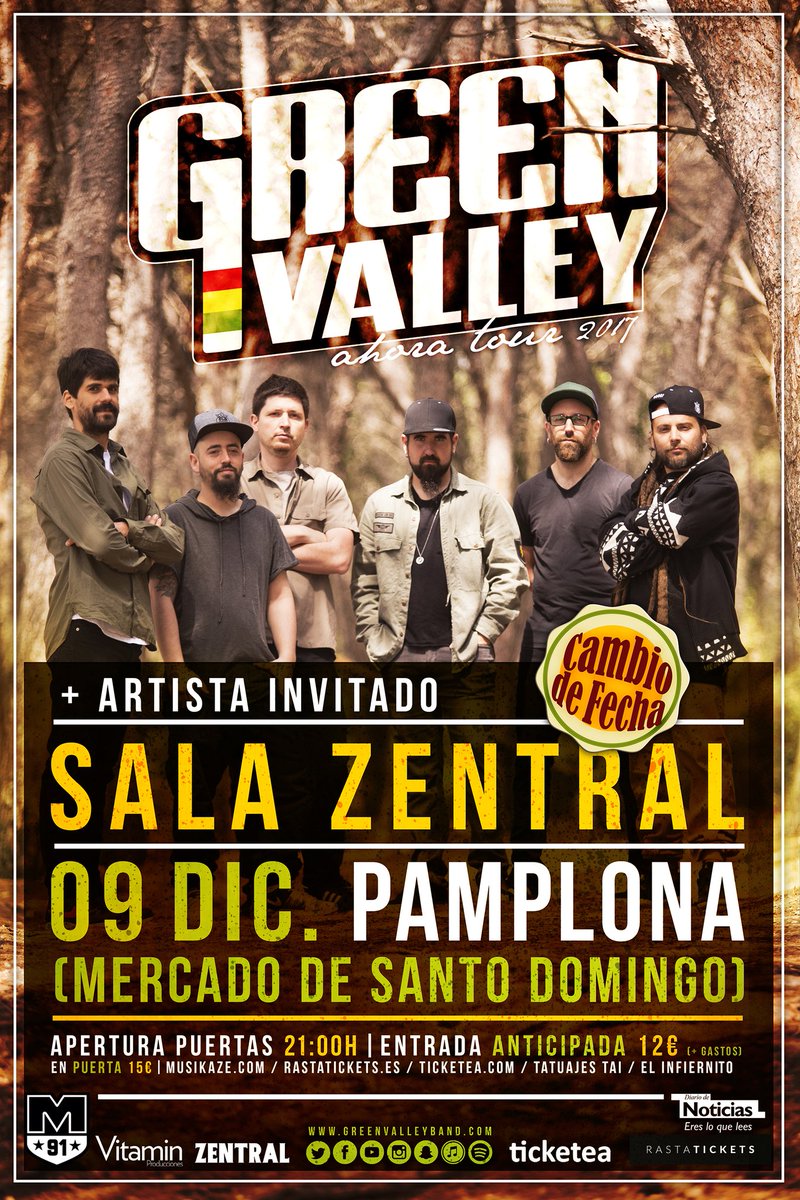 VitaminProdus's tweet photo. GREEN VALLEY en #Pamplona #ahoratour2017 !! Sábado 9 de Diciembre Sala Zentral. Entradas en Infiernito, Tai y en⬇️ https://t.co/i3r6HCiT31 https://t.co/8RKHdngGSH