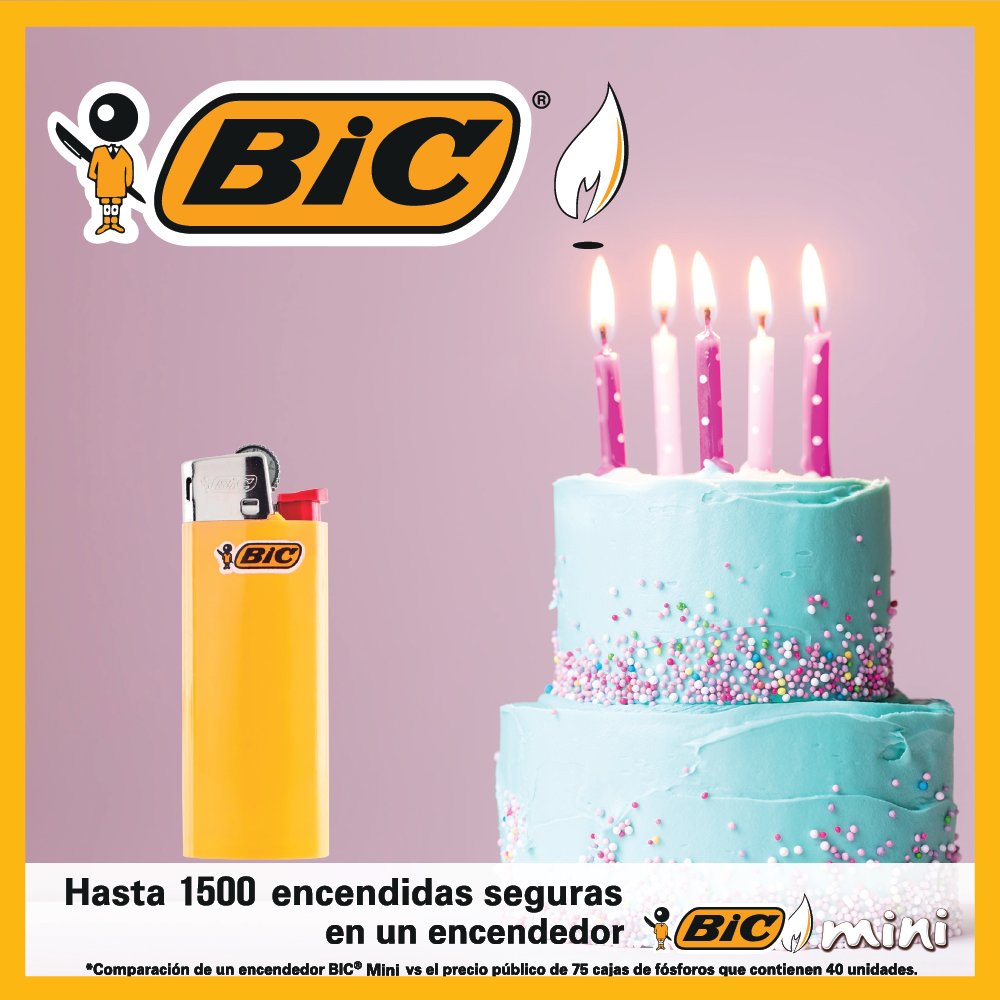 BIC_Ecuador's tweet photo. El protagonista de cada cumpleaños es tu #BICMini que tiene el poder de 1.500 fósforos en un sólo encendedor. https://t.co/0oSYooOfUB