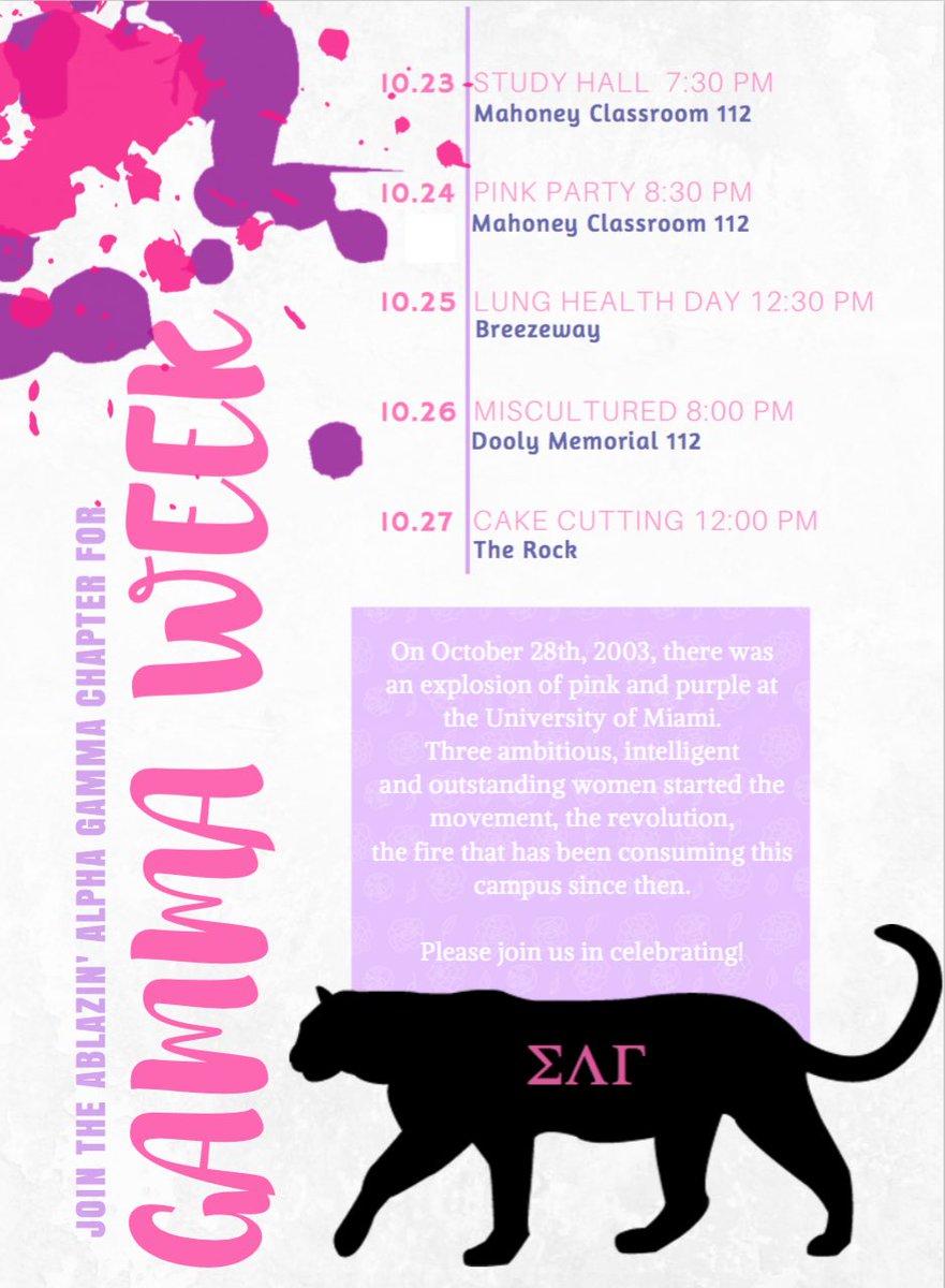 UMiamiGammas's tweet photo. Join us for GAMMA WEEK! 💖 https://t.co/xu4K6heR54