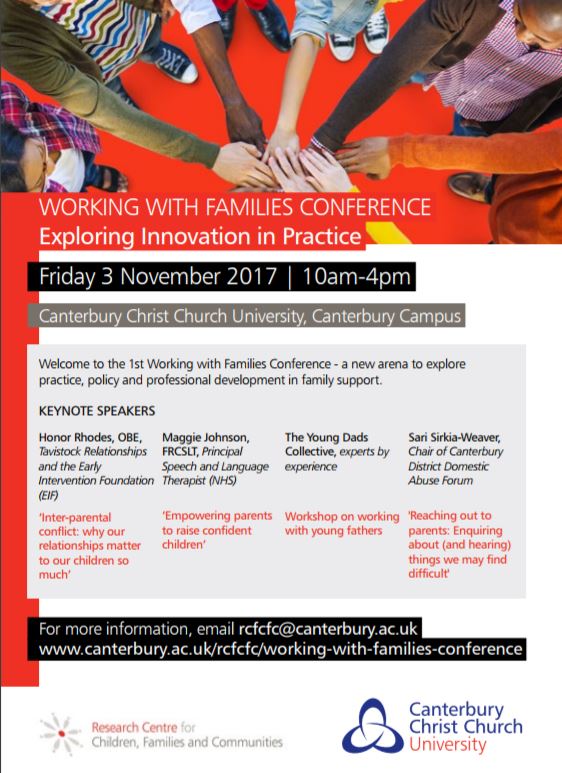 Students &amp; staff <a href="/CCCUEdStudies/">CCCU Ed Studies</a> pls join us for our Working with Families Conference. Get in touch for special deals canterbury.ac.uk/education/conf…