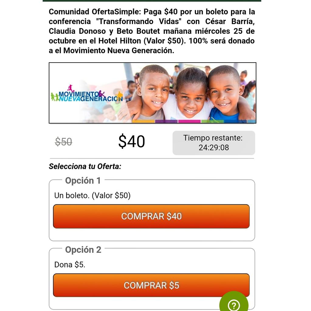 Entra hoy a oferta simple y adquiere tus boletos para el bazar y conferencia "Transformando Vidas" y no dejes que te lo cuenten😉