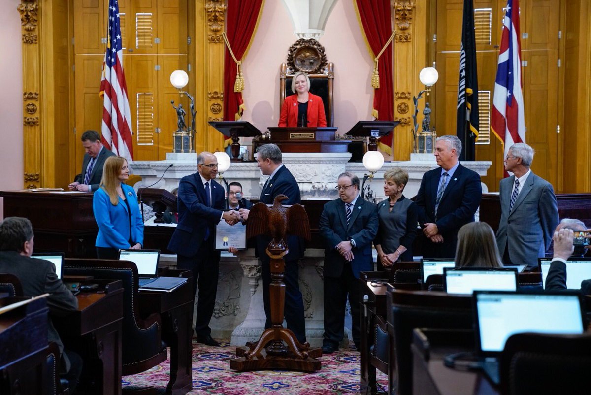 OACBDD's tweet photo. Dean &amp; Jeff Fadel accept a resolution from the Ohio House in recognition of the 50th anniversary of county boards of DD. #alwaysthere50 https://t.co/kWE25l6KsD
