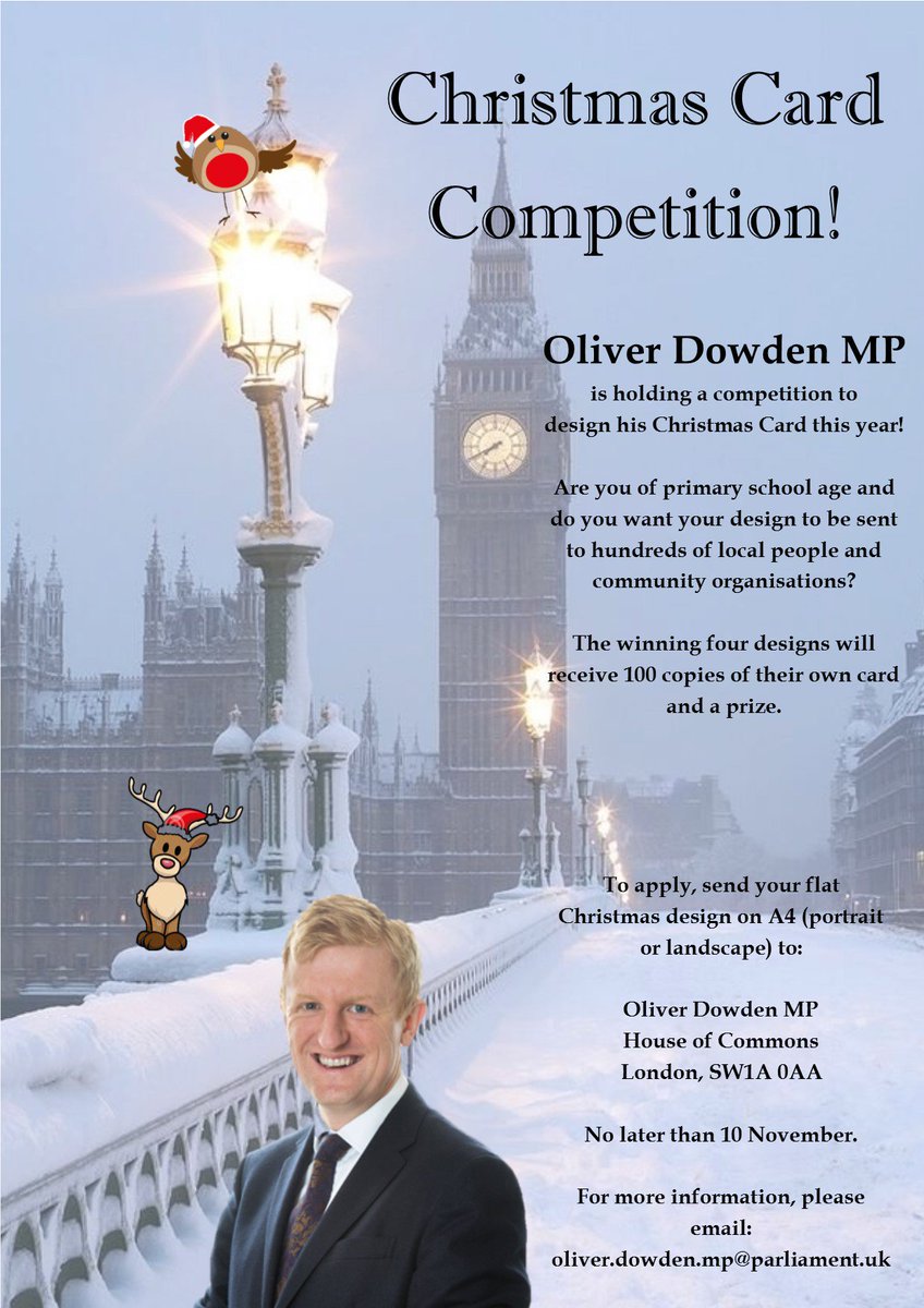 Oliver Dowden has launched a competition to design a Christmas Card - see attached for more details.