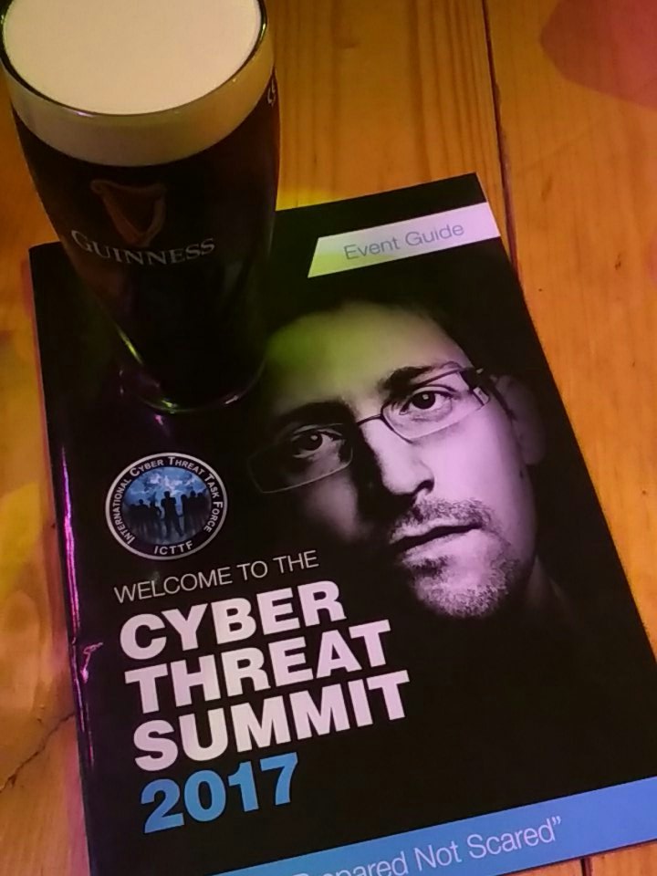 magvoko's tweet photo. I'm just glad I can enjoy my Guinness here in Ireland. Although I wouldn't say know to a Vodka either. Thx for a great day @TheCyberSummit 
#CTS2017 #ctf #icttf https://t.co/Ag5iuV1gDb