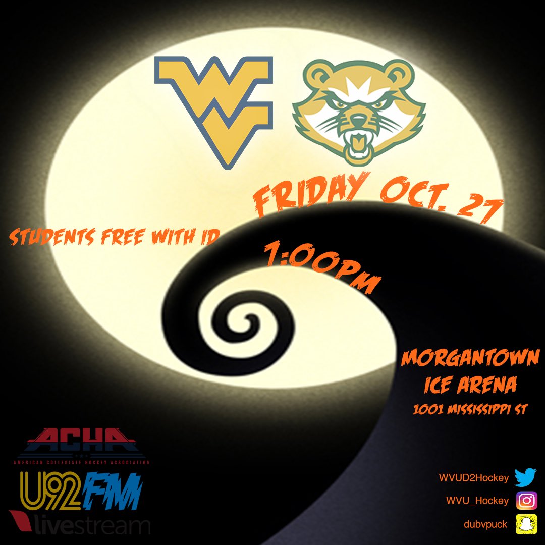 WVUD2Hockey's tweet photo. Mountaineers are home this Friday @7pm!!! Don't forget student tickets are FREE! #BeatTheBearcat https://t.co/UnCJLRjOoS