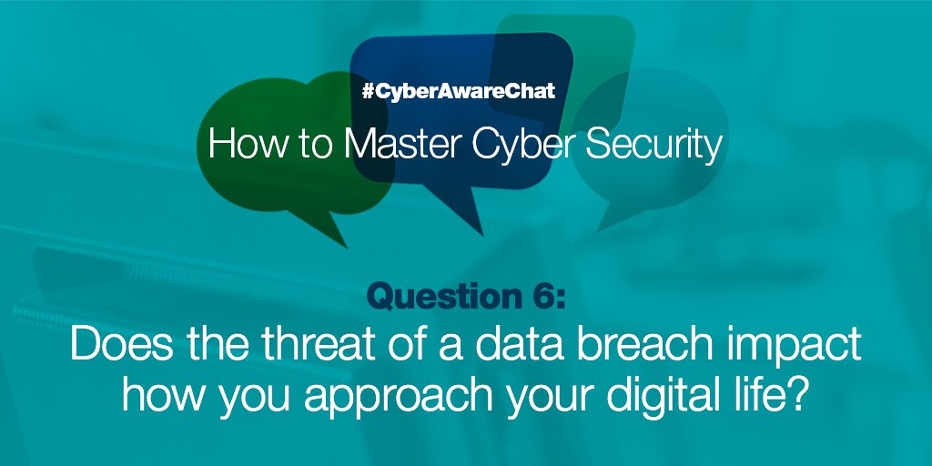Thycotic's tweet photo. Q6: Does the threat of a data breach impact how you approach your digital life? #CyberAwareChat https://t.co/Yy9iNaTrQb