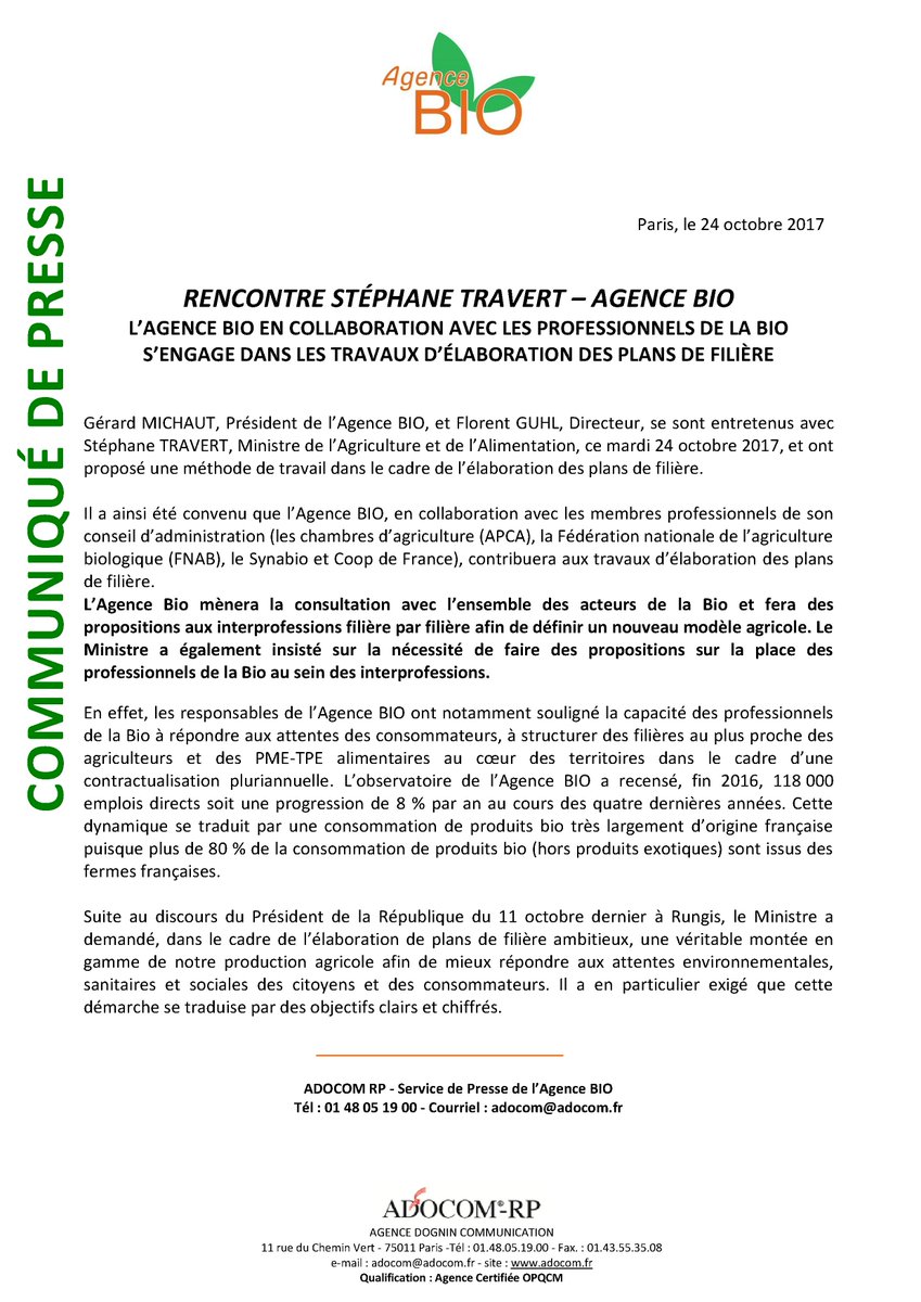 agence_bio's tweet photo. [Communiqué] Rencontre @StTRAVERT : L'Agence BIO s'engage dans les travaux d'élaboration des plans de filière ➡️https://t.co/AUeU67X2Da #bio https://t.co/cbOkbOW7hB