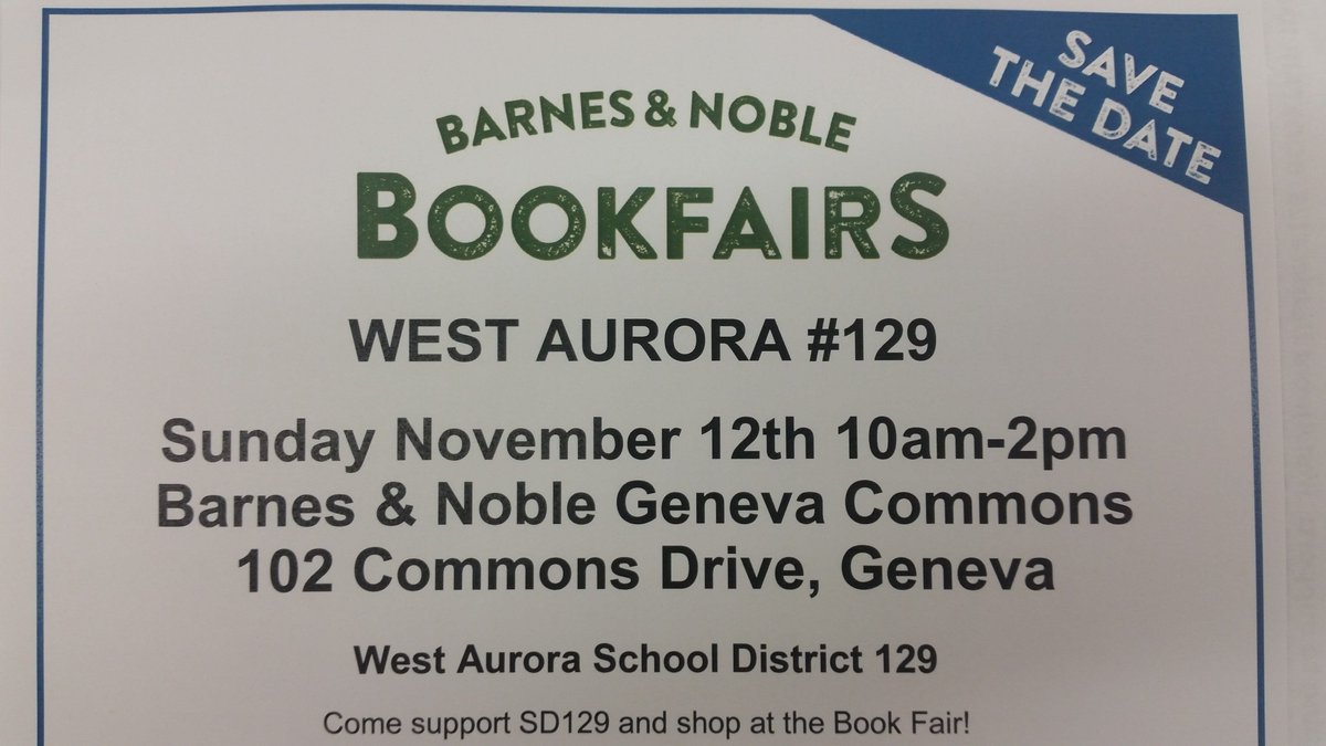 LMCDirector129's tweet photo. Save the date! Barnes &amp; Noble Book Fair on Sunday, November 12th at the Geneva Commons location #bnbookfairs @BNBuzz https://t.co/Ec8aErtGfu