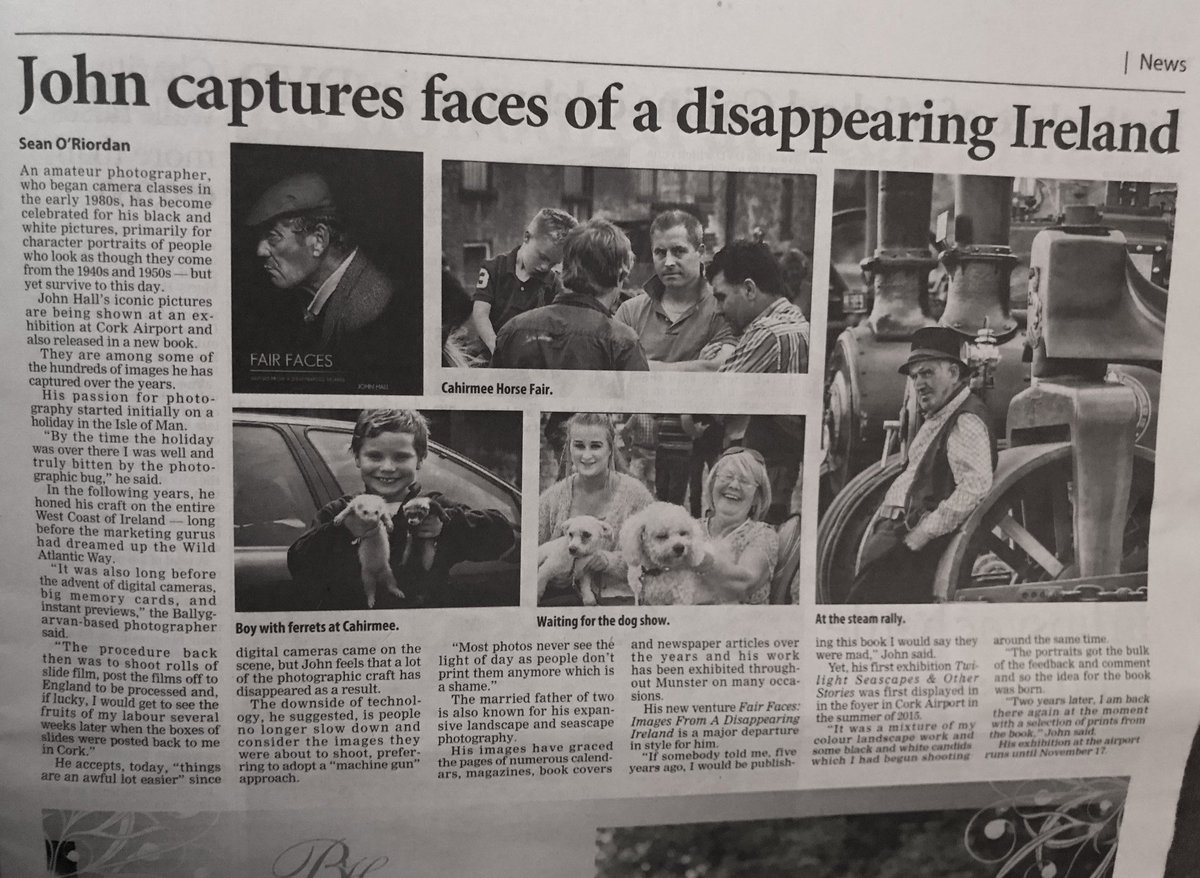 johnhall_john's tweet photo. Many thanks to @irishexaminer for the write up in today's county supplement. @IrishPublisher #fairfaces #mercierpress https://t.co/4MsSgIRiIp