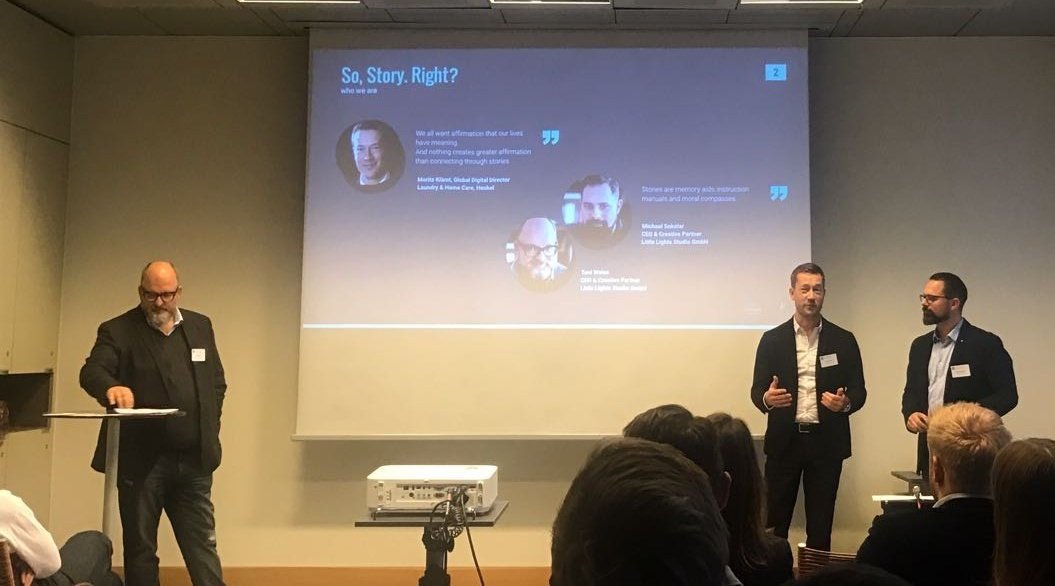 Henkel's tweet photo. On animated brand content &amp; storytelling: @MoritzKlaemt &amp; @littlelights_s present #DishwasherDiaries at #ContentWorld in Hamburg. https://t.co/k249VoZH2B