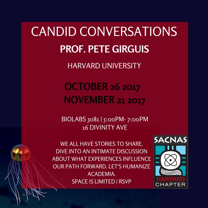 HarvardSACNAS's tweet photo. @HarvardOEB @pgirguis @girguislab We will host @HarvardOEB Prof. @pgirguis for an intimate discussion on humanizing academia @girguislab. RSVP@ https://t.co/vuoIqL3FUw https://t.co/QC0Ff6Bcy8