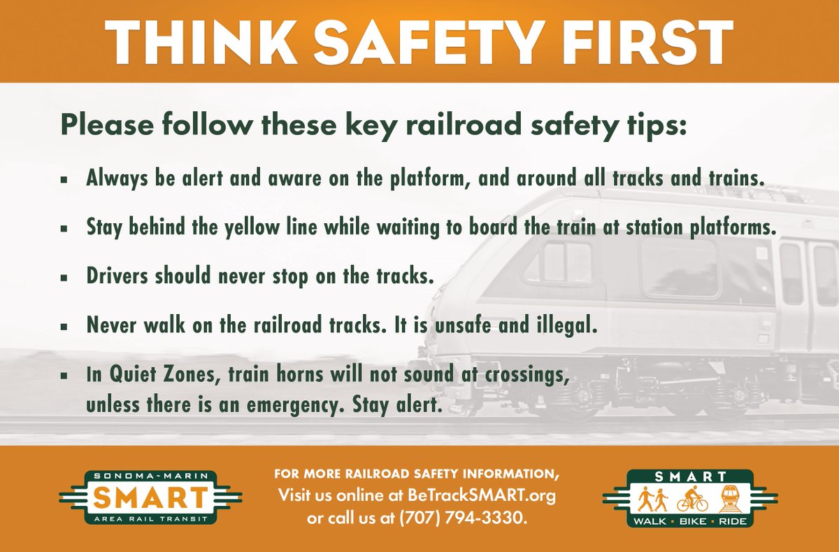 smarttrain's tweet image. Be #TrackSMART and think safety first near railroad tracks and trains.