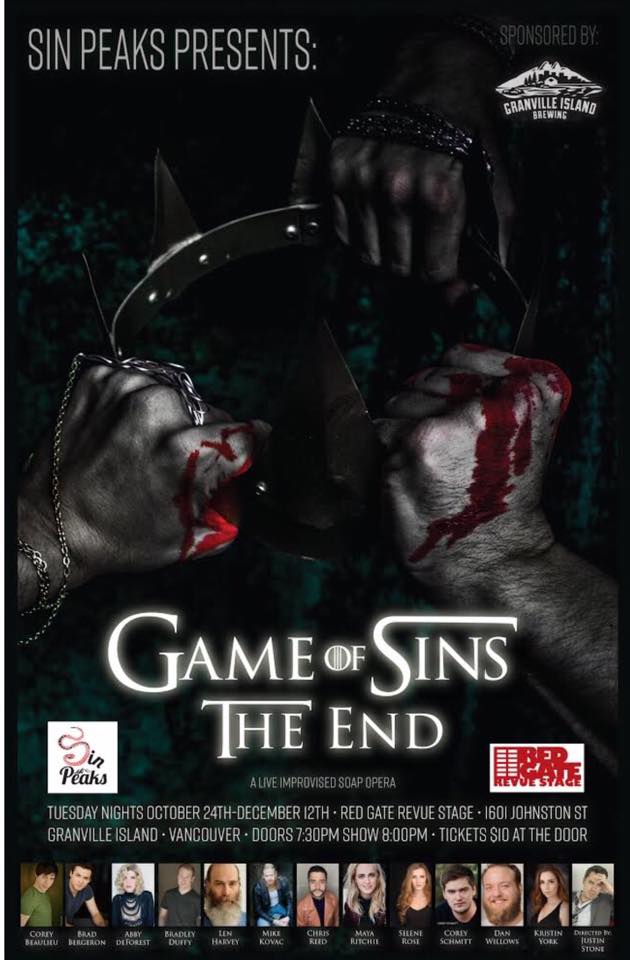 SelenewrRose's tweet photo. It's opening night of Game of Sin!! No worries about spoilers getting leaked 'cause this is all improvised! #improv #GameofThrones #comedy https://t.co/tdSy66pVBd