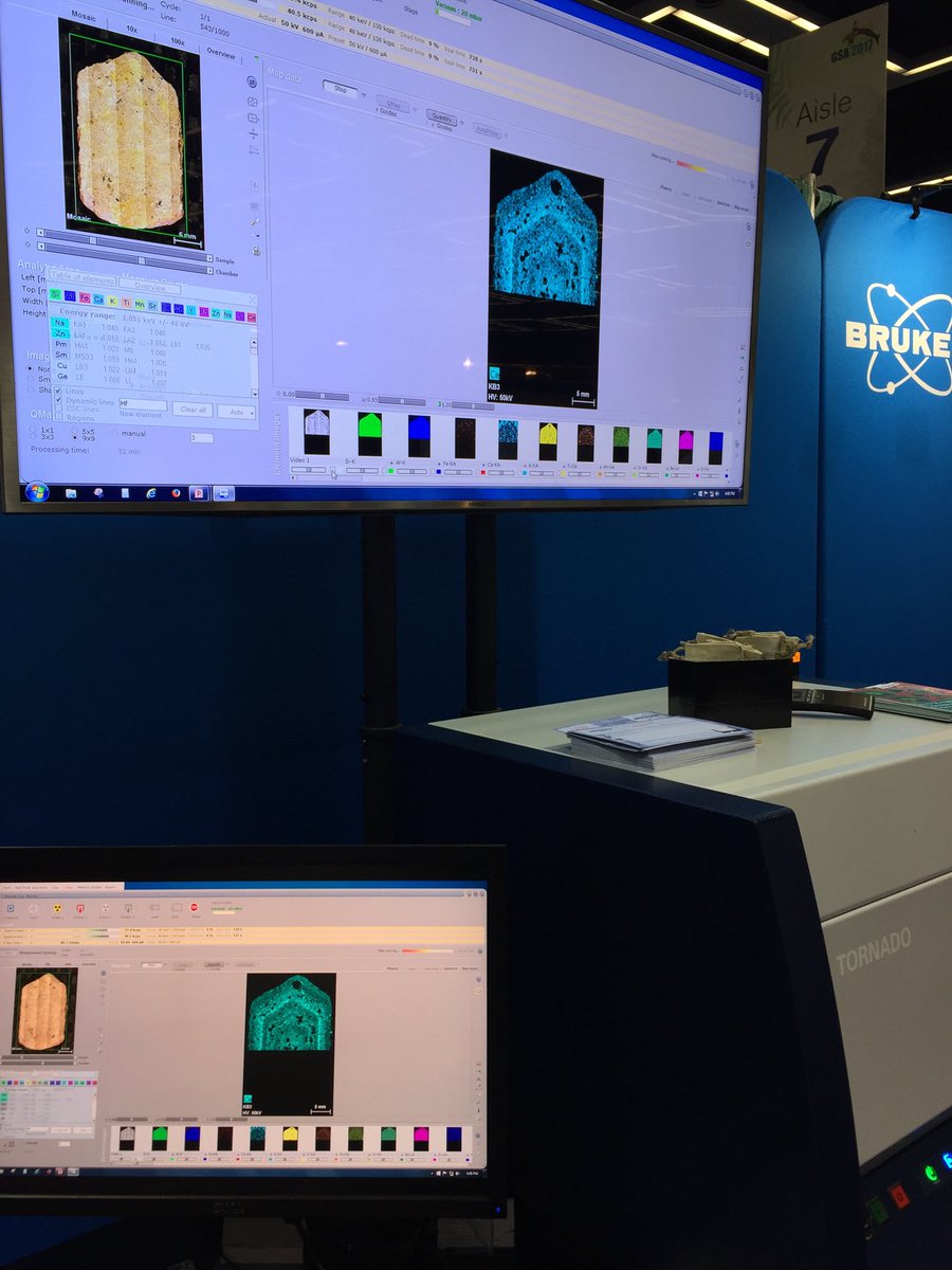 BrukerXMA's tweet photo. #GSA2017 #geoXRF #M4 Running demos in the booth. https://t.co/BAv4NVLpLt