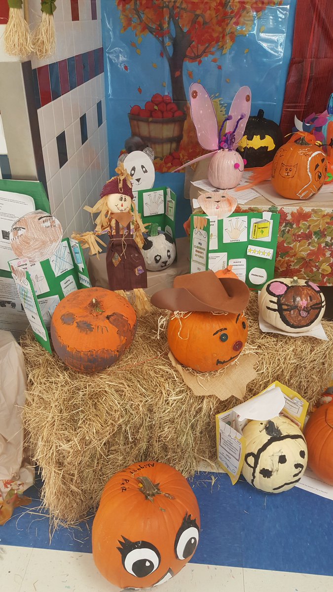 MoyeEPISD's tweet photo. The wonderful &amp; talented students showed their unique personalities with their decorated pumpkins. Amazing display by Mrs. Porflit #TEAMMOYE https://t.co/1LfXB0PKja