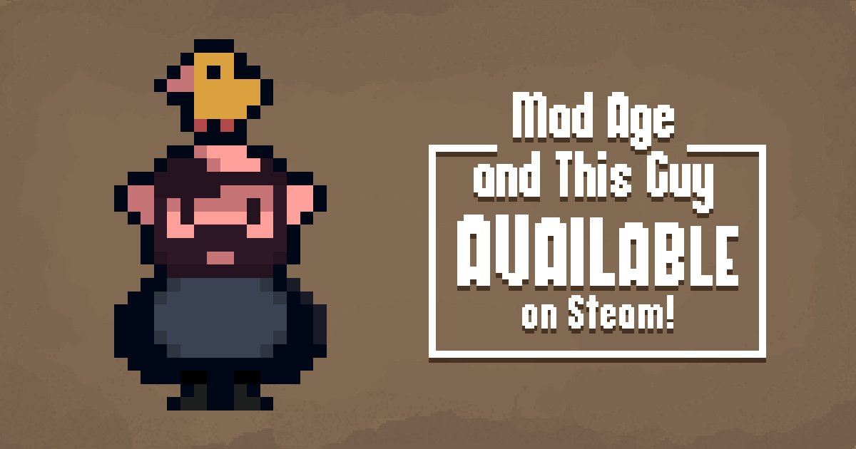 AtomicWolfGames's tweet photo. Mad Age & This Guy is available on Steam!
https://t.co/TjP7lCx1ol
#madage #game #indiegame #gamedev #pixelart #SteamNewRelease https://t.co/jhiYtM9xu1