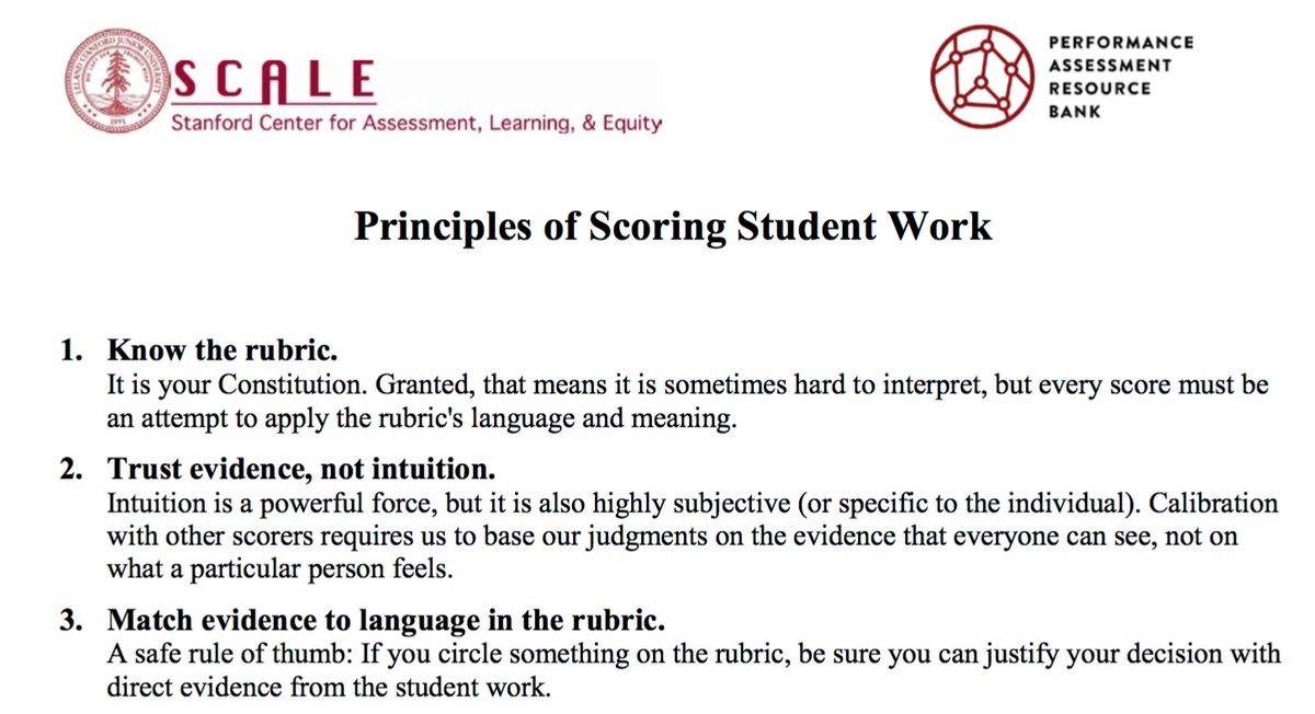 10 Principles to help score student work for #deeperlearning. Free resource and account   bit.ly/PARBscor from <a href="/Stanford_SCALE/">SCALE</a>