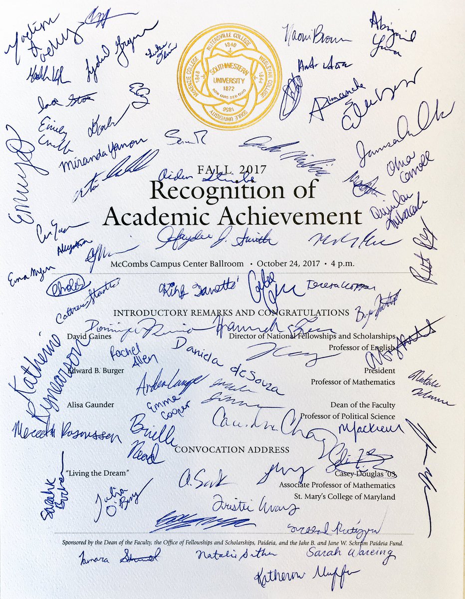 ebb663's tweet photo. A pleasure &amp; delight to recognize  &amp; honor our top academic achievers @SouthwesternU. Their signatures will be framed in my office. #SUpride https://t.co/YCxZwWU5tf
