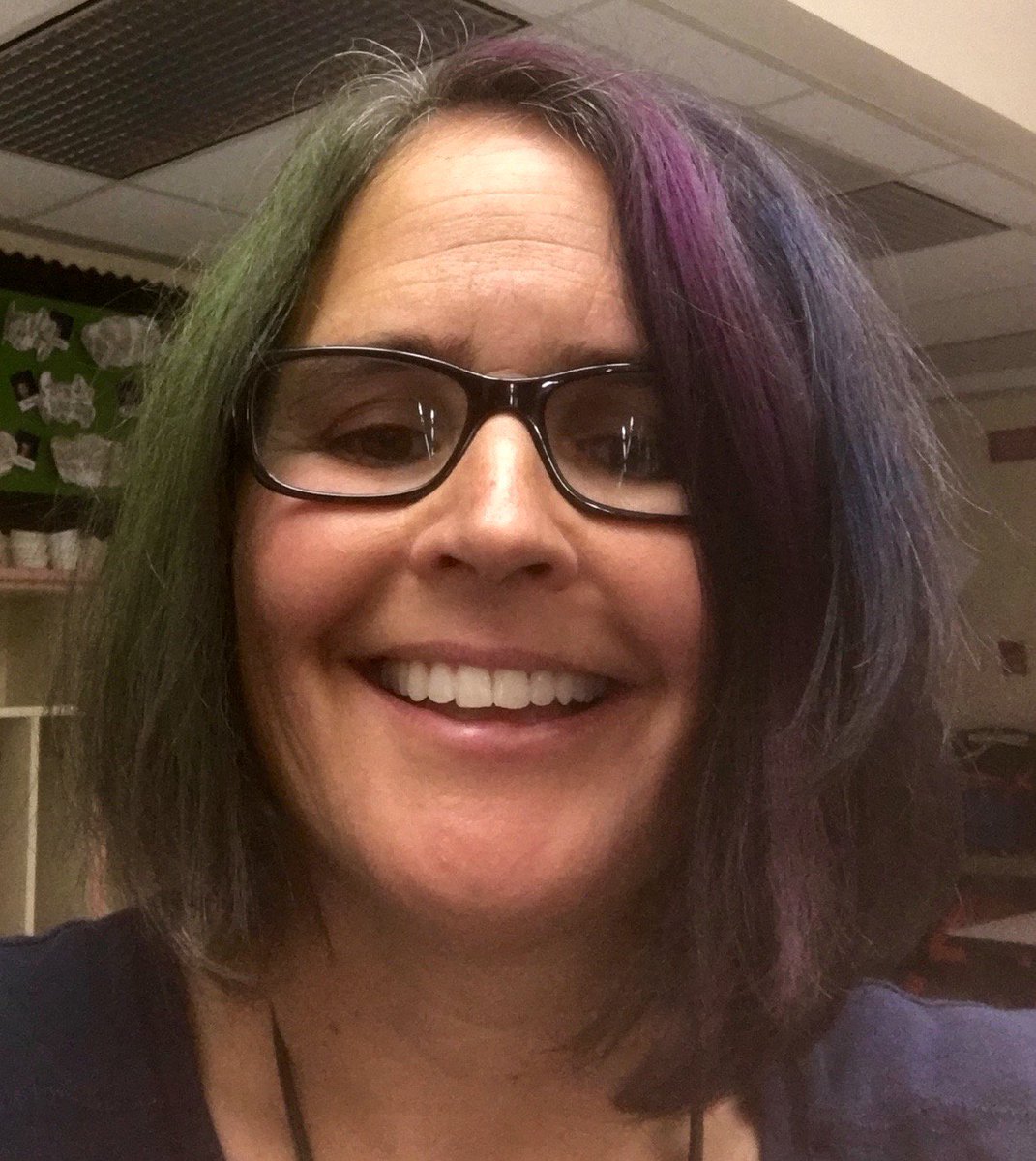 SpangerKinder's tweet photo. "Don't go crazy like my hair! Just say no!"

Kinder &amp; TK going colorful 4 #crazyhairday at @rcsdspanger #RedRibbonWeek #rcsdchampions  (the pigtails/crazy ponytails didn't last long)
Maybe we should make the color permanent?

Tomorrow: Put a cap on drugs! Stay tuned for our hats! https://t.co/RK16M0x24Q