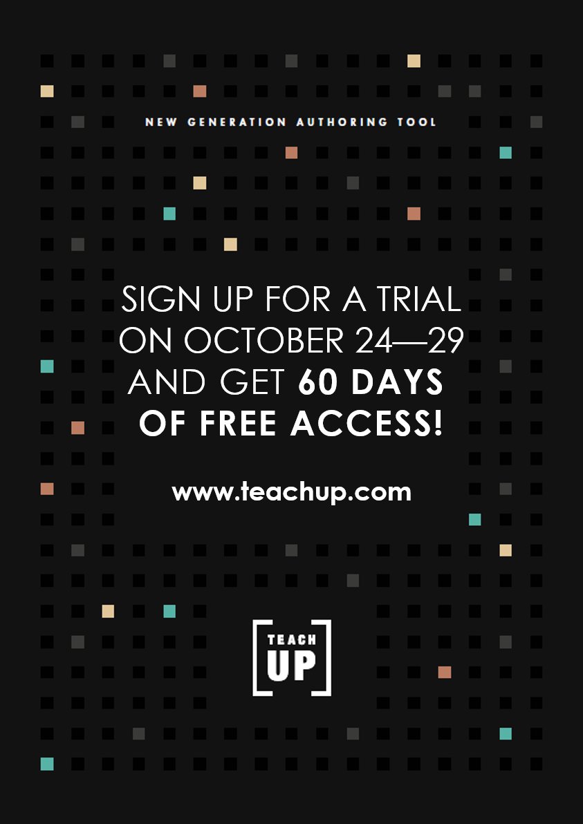 TeachUp_US's tweet photo. Check out the new version of Teach Up! Visit Booth #218 at#DevLearn, sign up for a trial, get 60 days of free access!#WeTeachUp @TeachUp_US https://t.co/9zuGSIorPr