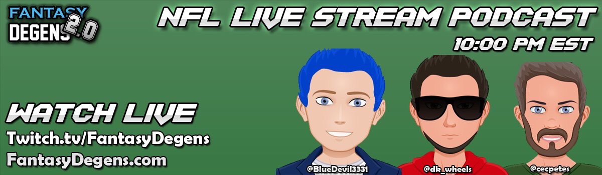RetroDFS's tweet image. You can still catch @BlueDevil3331 @DK_Wheels and @cecpetes at 10pm for your first look at NFL Week 8.
m.twitch.tv/fantasydegens/…