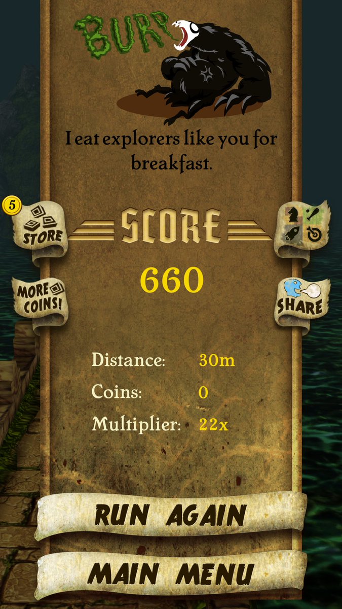 NatureGirlByDay's tweet photo. I got 660 points while escaping from demon monkeys. Beat that! https://t.co/5xT0ITYqeq #TempleRun https://t.co/J3NKtpaTag