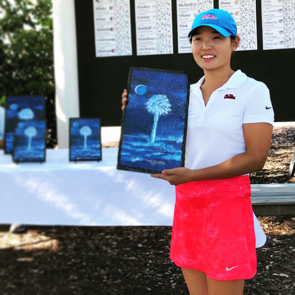 OleMissWGolf's tweet photo. The #WedgeWizard made magic @kiawahresort! Diane Lim: 2017 Palmetto Intercollegiate Champion!! #Team32 🔴🔵 https://t.co/PbjQrLuUYH