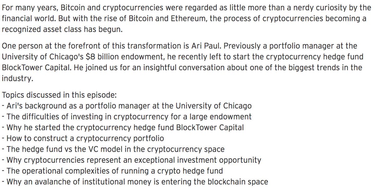 good insight from  @AriDavidPaul on this podcast  https://soundcloud.com/epicenterbitcoin/eb-202