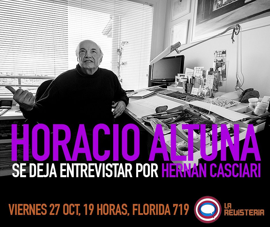 casciari's tweet photo. Están todos invitados, porque la entrada es libre. 92% de posibilidades de que @HoracioAltuna te haga un dibujo después de la charla. https://t.co/BF3HGedjvs