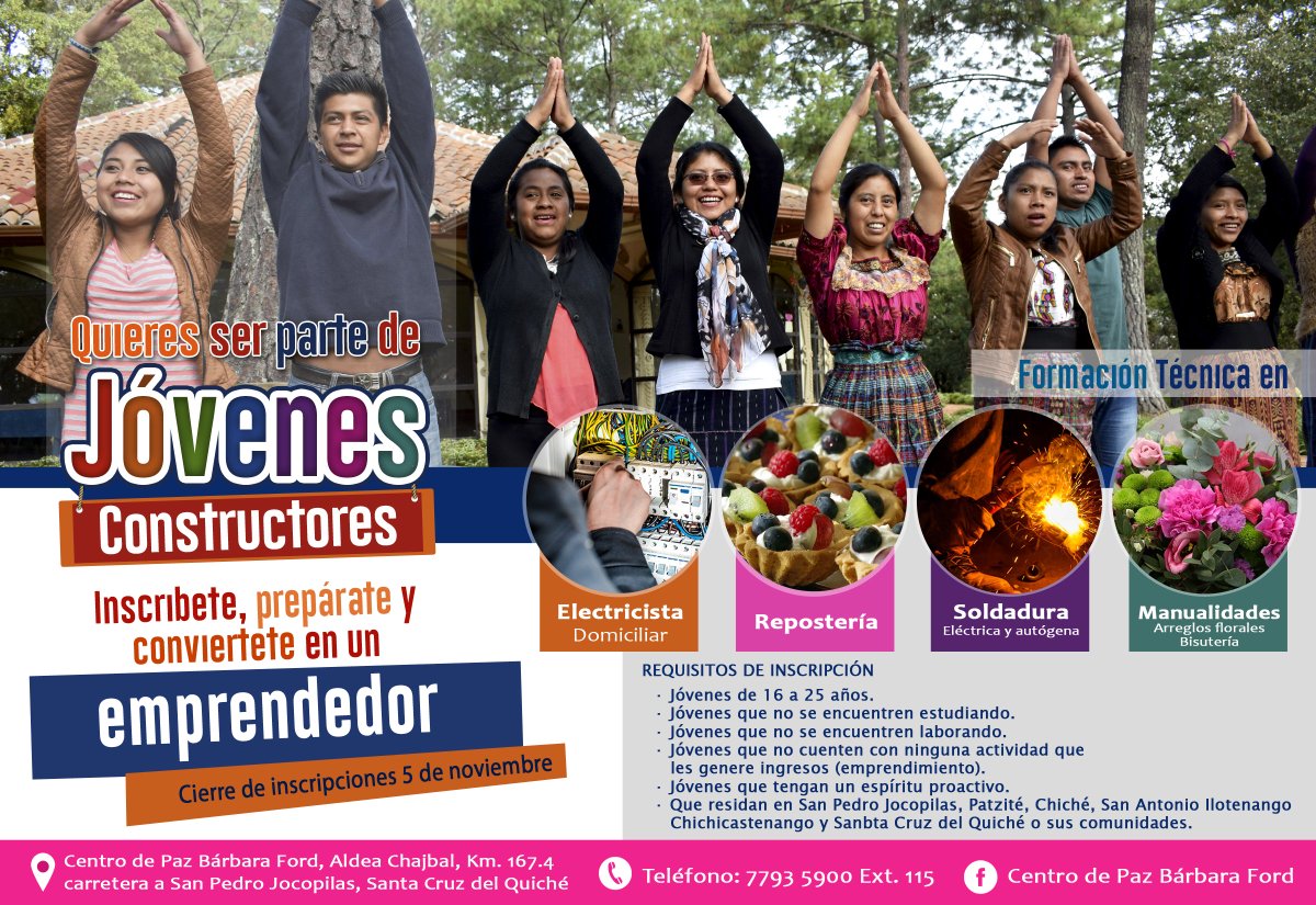 Listos para la Cuarta Promoción de Jóvenes Constructores. Inscribete, prepárate y conviértete en un emprendedor. #jóvenes <a href="/CatholicRelief/">CatholicRelief</a>