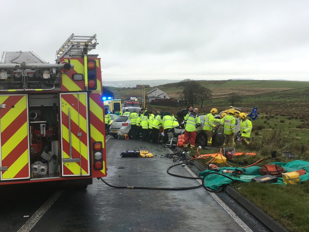 999Malcolm's tweet photo. Excellent team work today at the RTC on the Grane Road with Lancs Fire, NWAS, NWAA and Lancs Police, well done everybody https://t.co/19LKL8C9V7